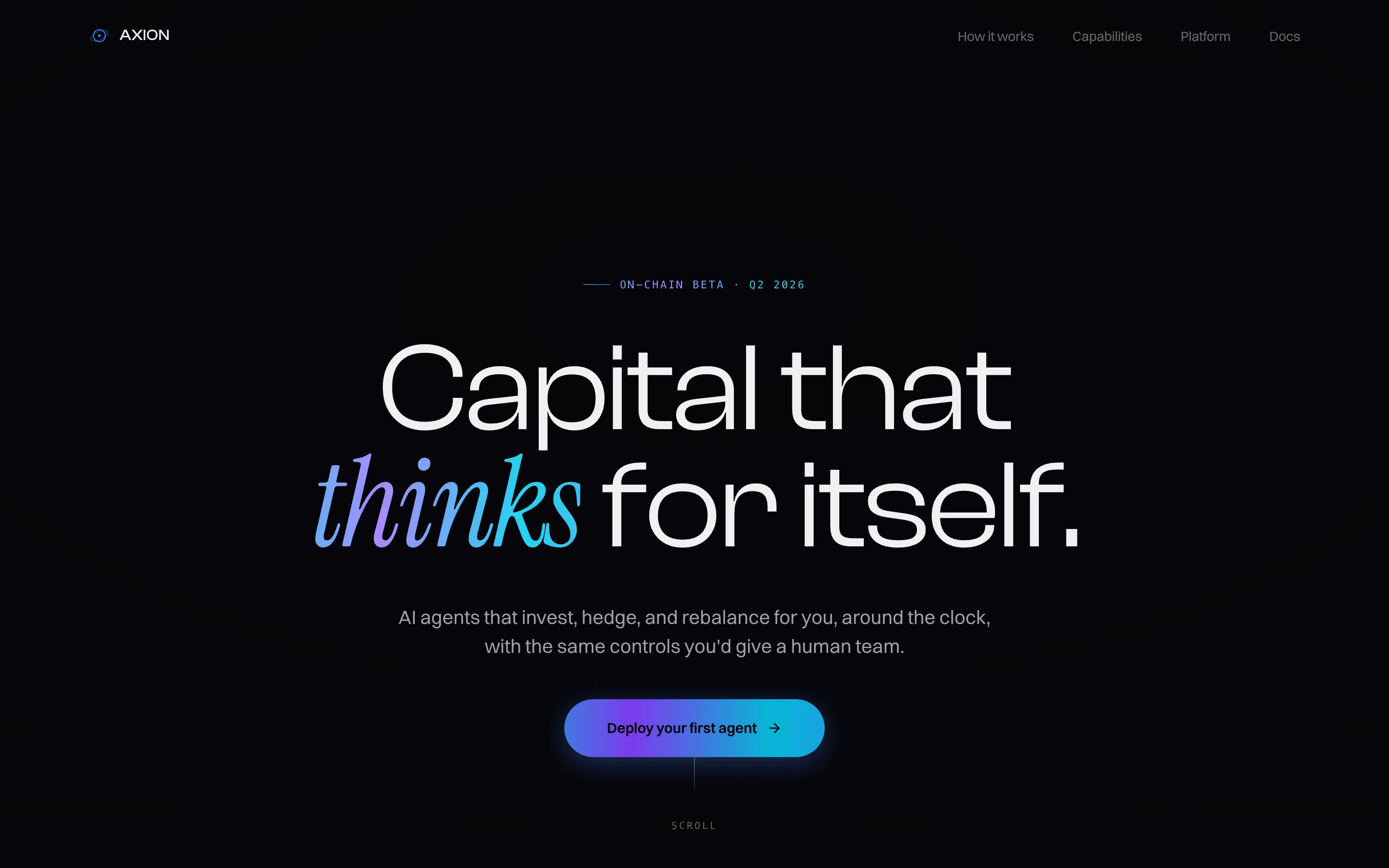 Axion. A brand and one page for autonomous investing.