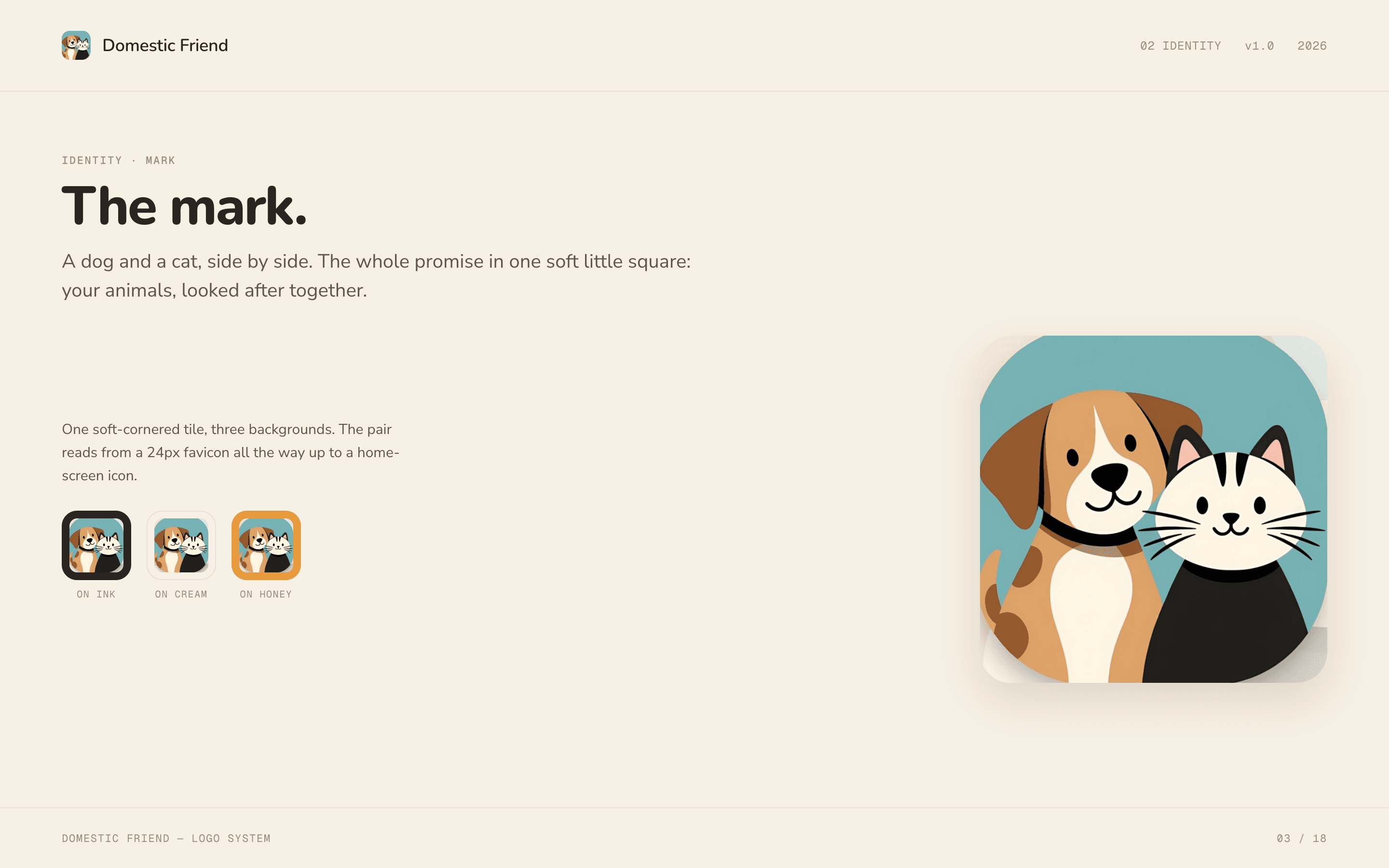 Domestic Friend brand guidelines, slide 3.