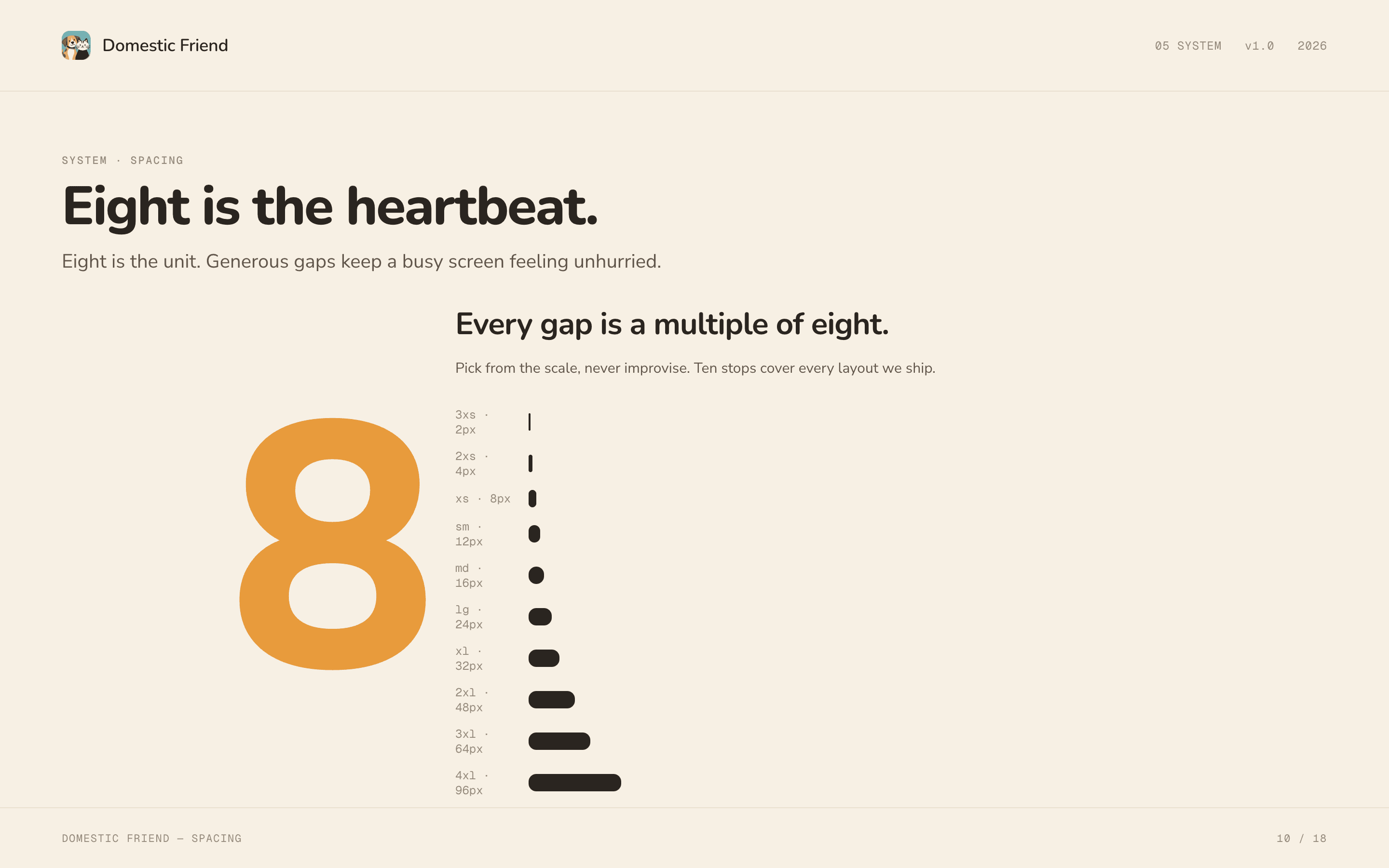 Domestic Friend brand guidelines, slide 10.