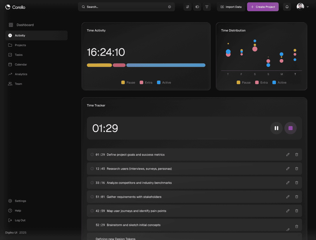 Dashboard interface