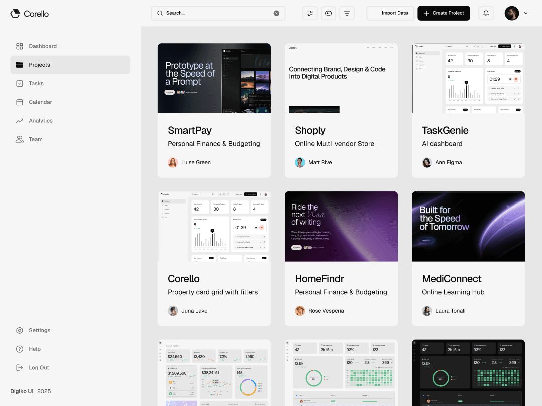 Dashboard interface