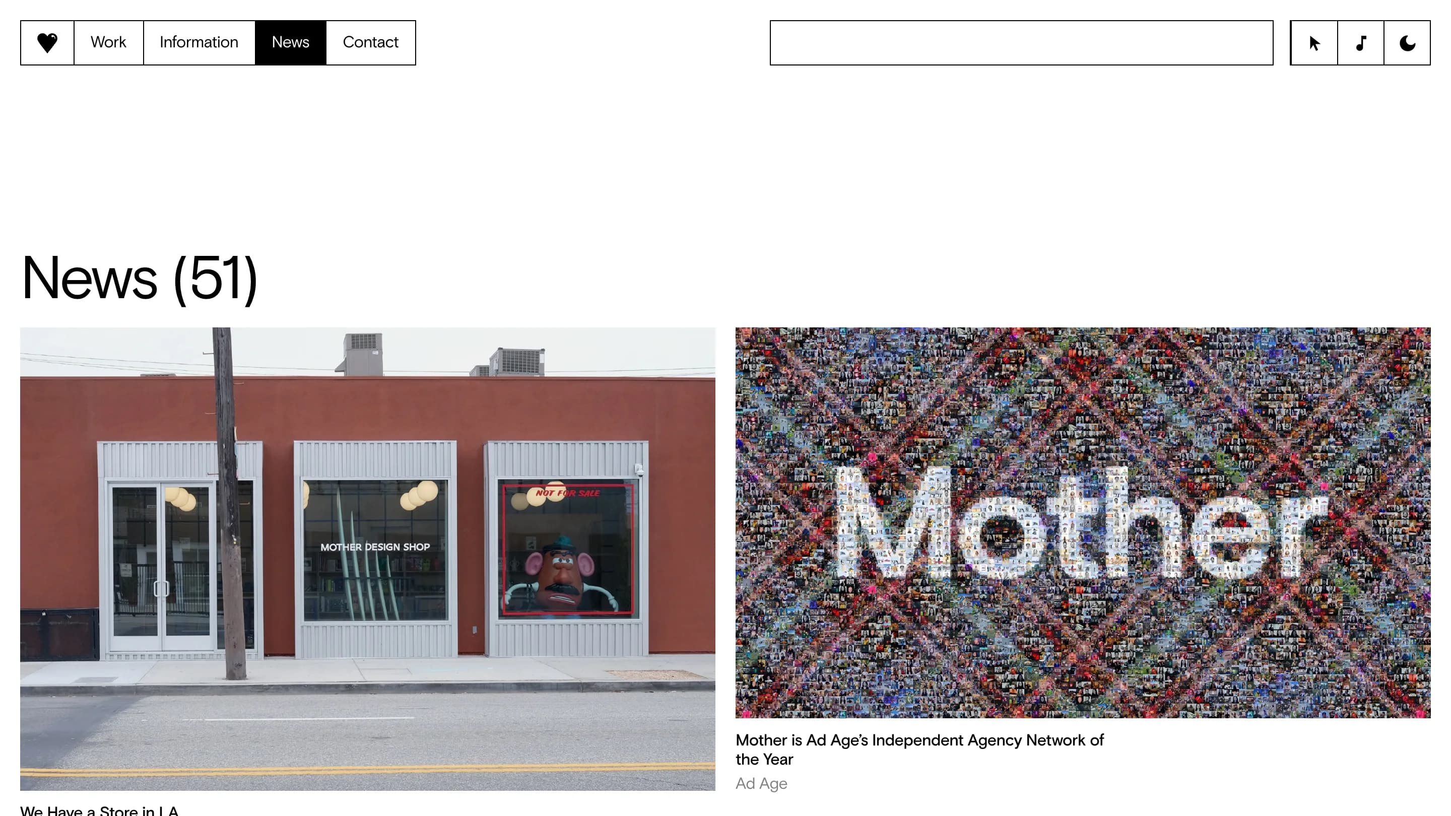 The Mother Design Shop storefront in West Adams, Los Angeles: a terracotta building with three grey-framed windows, the shop name in small white type on the middle pane, and a red-bordered display on the right holding a Mr. Potato Head behind a NOT FOR SALE sticker