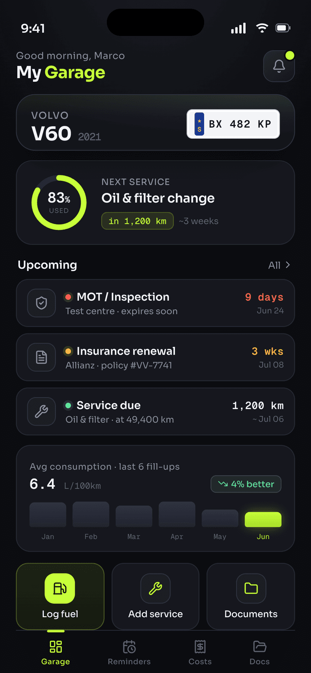 Garage Car Maintenance App