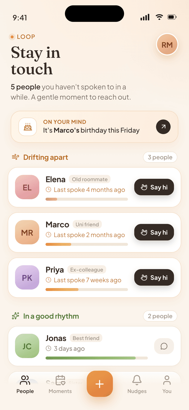 Loop Stay-in-Touch App